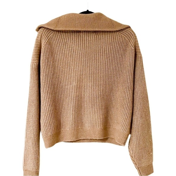 SAMSOE SAMSOE Cashmere Blend Knit Half Zip Tan Sz XXS (Oversized) - Picture 3 of 8